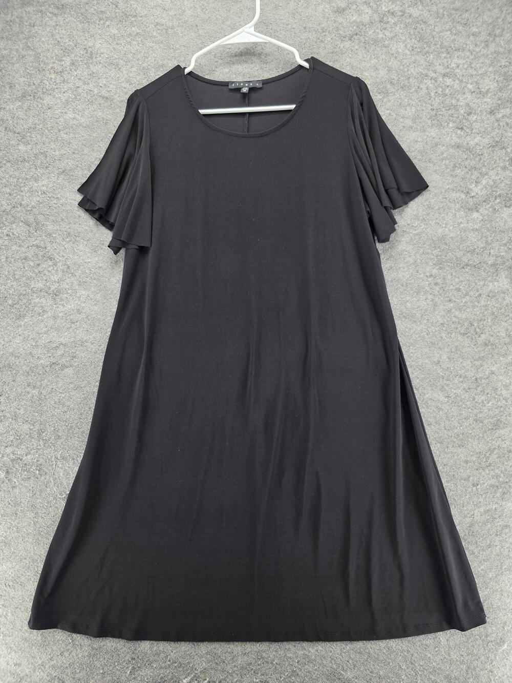 Tiana B. Dress Womens 1X Black A-Line Knee Length Short Flutter Sleeve Jersey